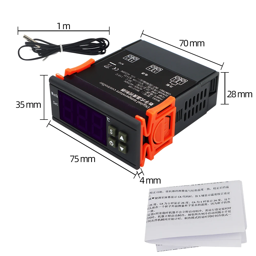 Controlador de temperatura MH1210W, termostato Digital de AC110-220V, DC12V, 24V, termómetro para microordenador, termorregulador-50 ~ 110 C, NTC - imagen 3