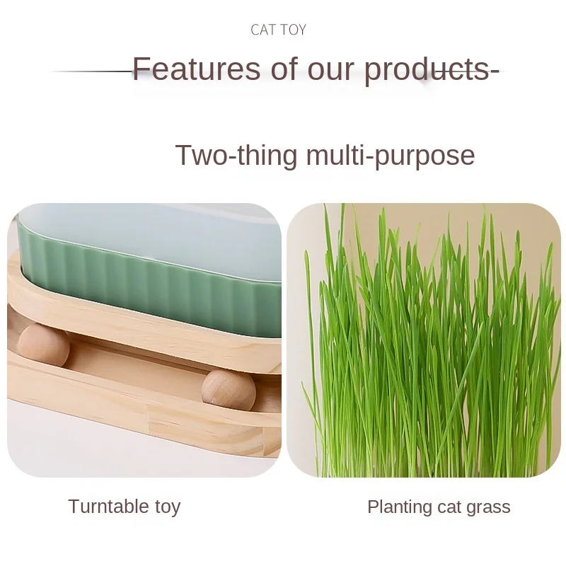 Maceta de hierba de trigo para gato, juguete con bola giratoria, muebles, tablero para rascar, garra de gato, juguete de Sisal, 2 en 1, 2 capas - imagen 4