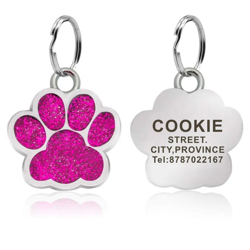 Etiqueta de identificación personalizada para mascotas, etiquetas de nombre de acero inoxidable, accesorios de collar, placa de identificación personalizada con llavero - imagen 4