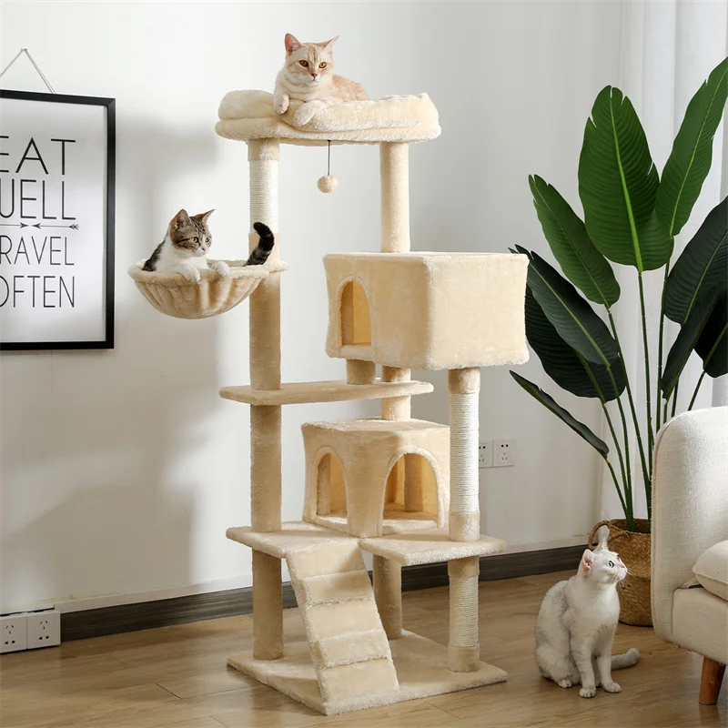 Torre de árbol de varios niveles para gatos, casa de juegos para mascotas, poste de rascado, Torre estable con bola colgante, lujo - imagen 2