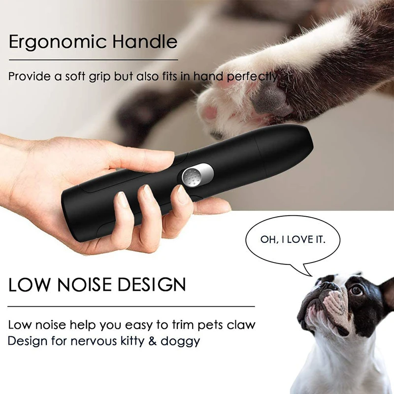 Benepaw-molinillo de uñas eléctrico profesional para mascotas, herramienta de aseo indolora, recargable por USB, seguro, sin ruido, pequeño, grande - imagen 2