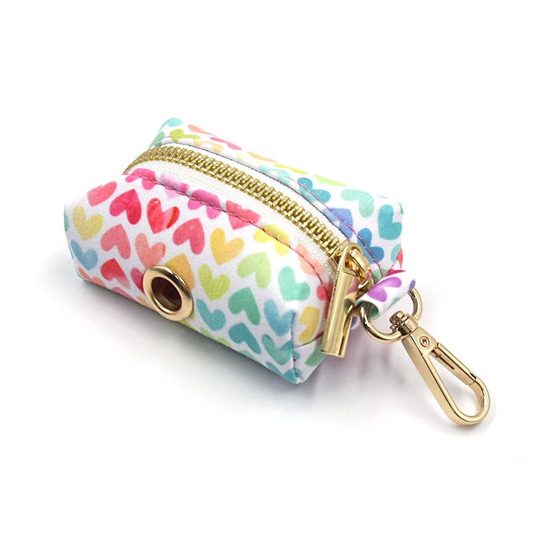 Arnés personalizado para perros pequeños, Collar para perro con estampado de corazones rosas con nombre grabado, 5 unidades/juego, Collar para cachorros, correa y bolsa para caca - imagen 5