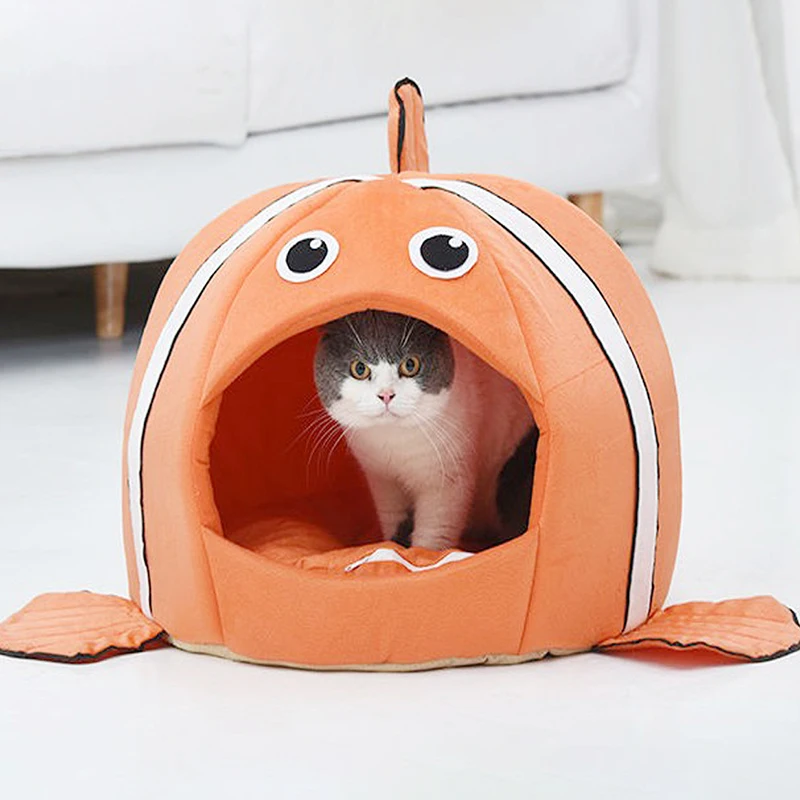 Cama para dormir para gatos, productos para mascotas, hamaca cueva para cesta, nido, accesorios para perros pequeños, casas de ciudad, tienda de invierno para gatitos y peces encantadores - imagen 2