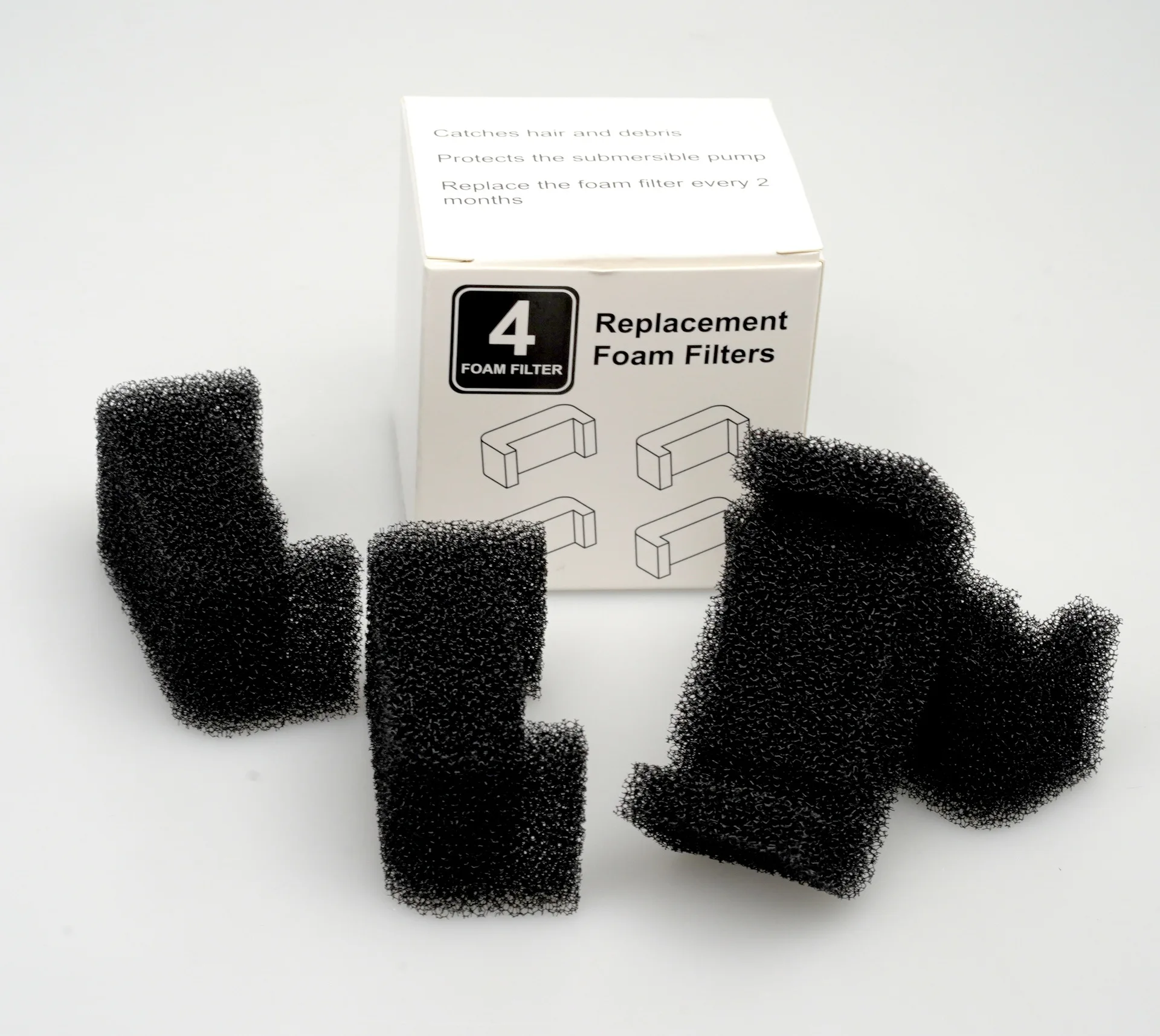 Filtro de carbón activado de repuesto para fuente de agua para gatos, reemplazo de Filtros de espuma para mascotas, dispensador de fuente cuadrado para perros - imagen 2