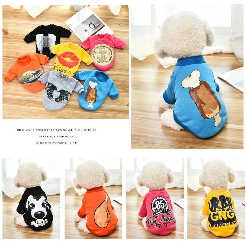 Sudadera con capucha de perro de dibujos animados, ropa cálida de invierno para cachorros, abrigo para gatos, chaqueta de lana suave para Bulldog Francés Schnauzer, perros pequeños y medianos, S-2XL - imagen 2