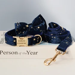 Collar de terciopelo con placa personalizada para perros – Metal resistentes