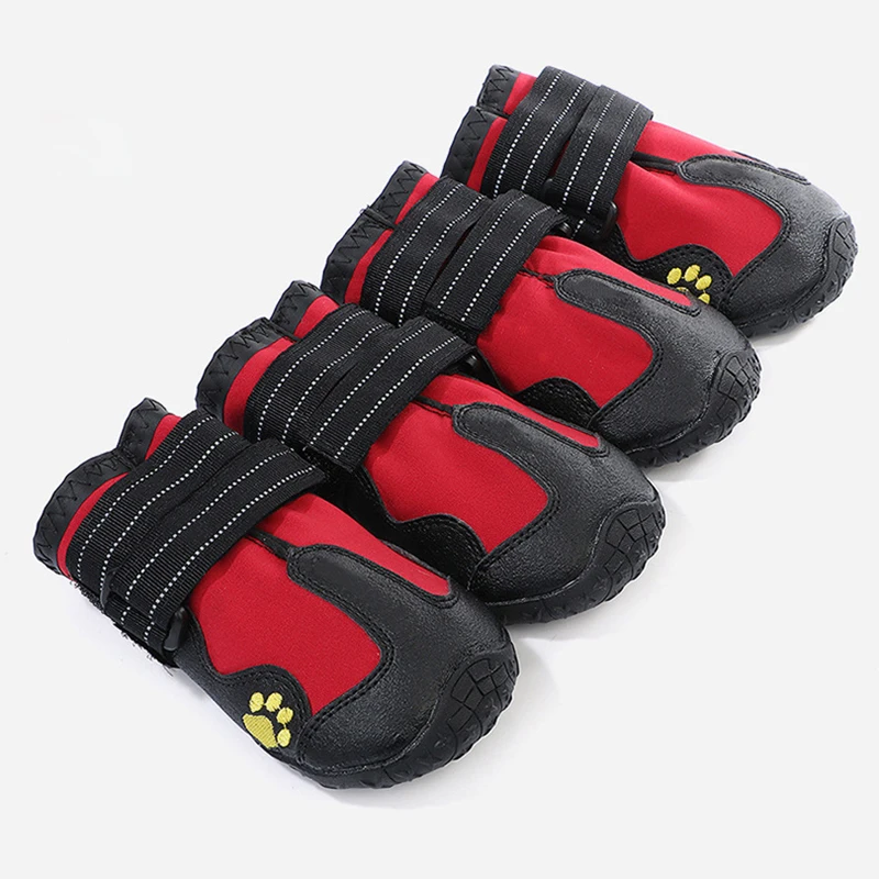 Botas impermeables para perros pequeños y grandes, zapatos cálidos de invierno para mascotas, calcetines para cachorros y Chihuahua, botines antideslizantes para la lluvia y la nieve, 4 unids/set por Set - imagen 5