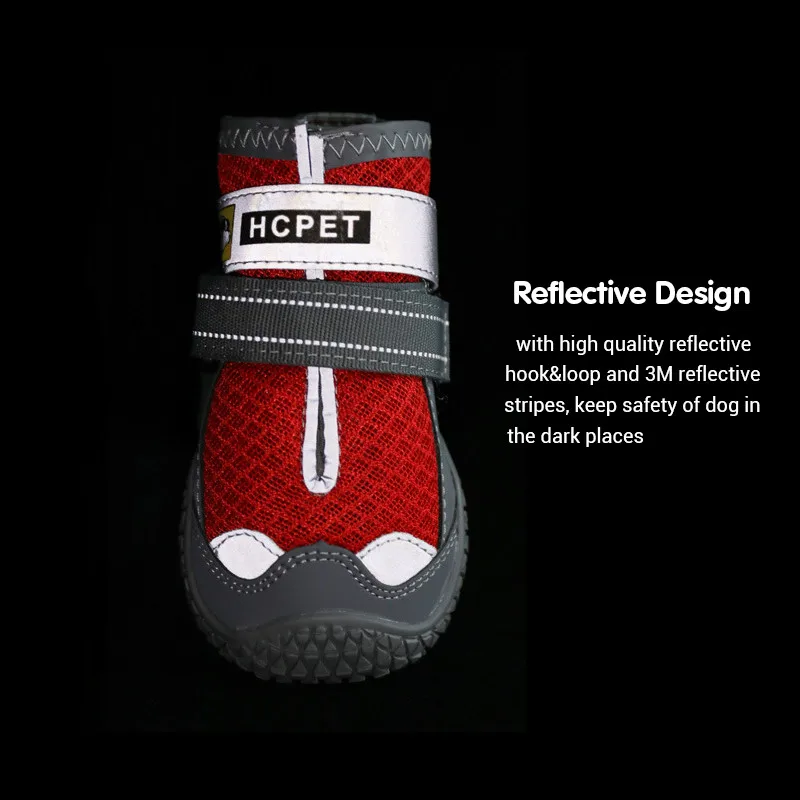 Zapatos transpirables para perros grandes, calzado profesional antideslizante y duradero con suela de goma para senderismo, 4 unidades por Set - imagen 2