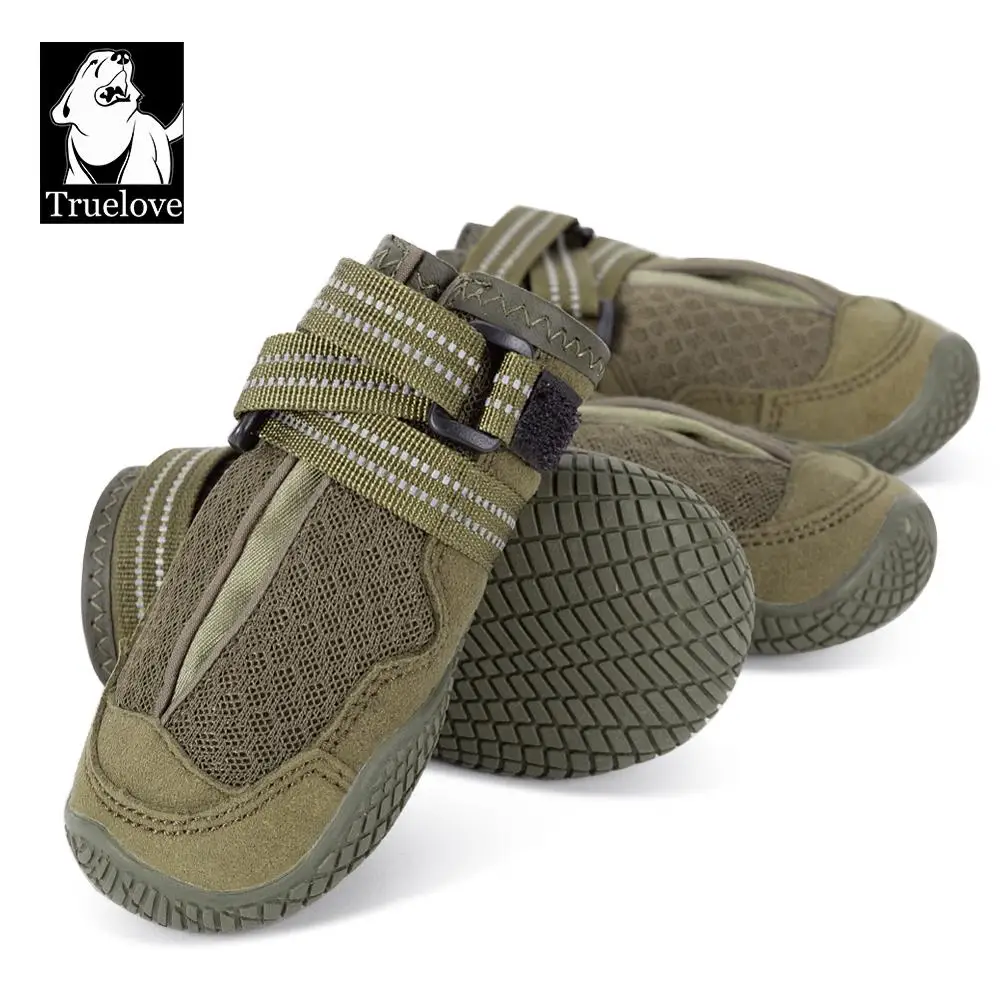 TRUELOVE zapatos mascotas impermeables antideslizantes cachorros perros medianos grandes protegen pies mascota verde militar nieve invierno 2/4 unids/set YS1891