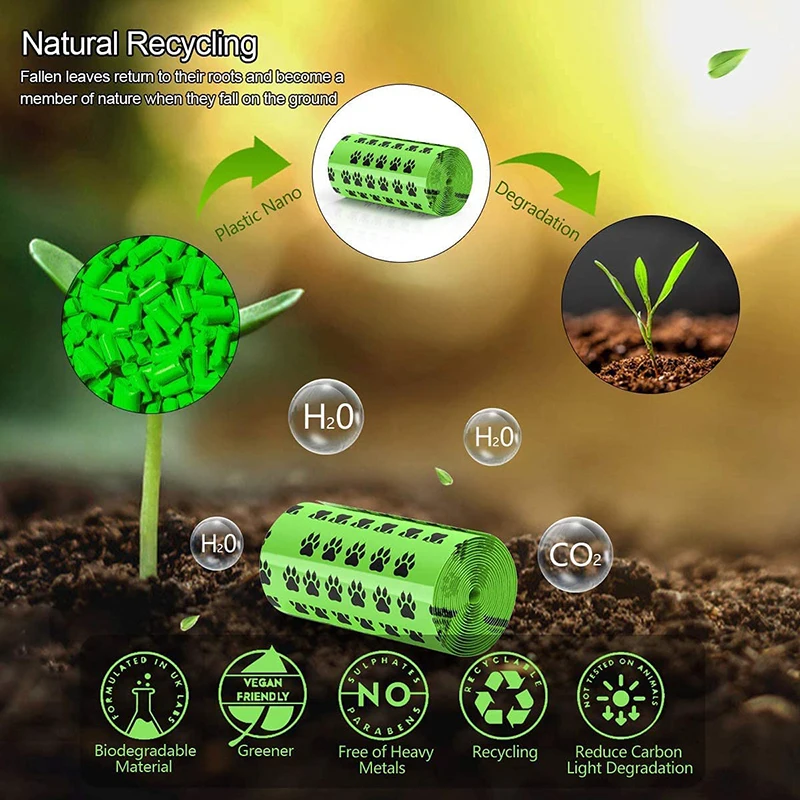 Benepaw-bolsas biodegradables para excrementos de perro, respetuosas con el medio ambiente, a prueba de fugas, bolsas para excrementos de mascotas gruesas y fuertes, fácil de rasgar, 120/300 unidades - imagen 2