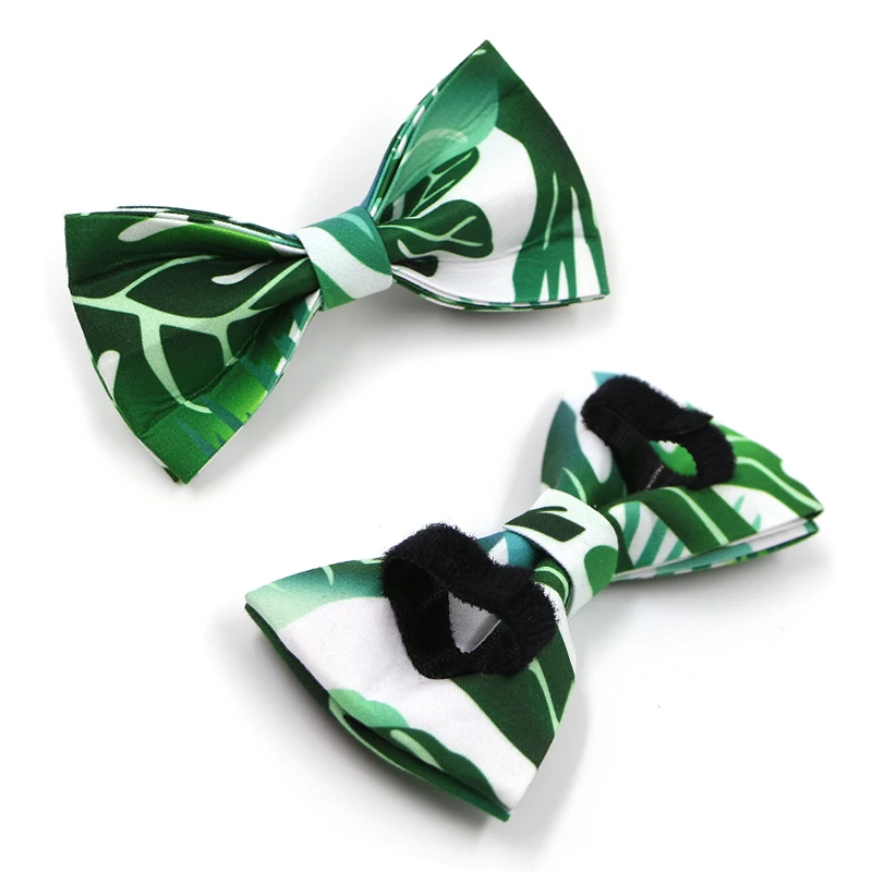 Collar para perro con grabado de nombre y hojas verdes, elegante conjunto de Collar para mascotas y correa con pajarita, Collar de nailon duradero - imagen 5