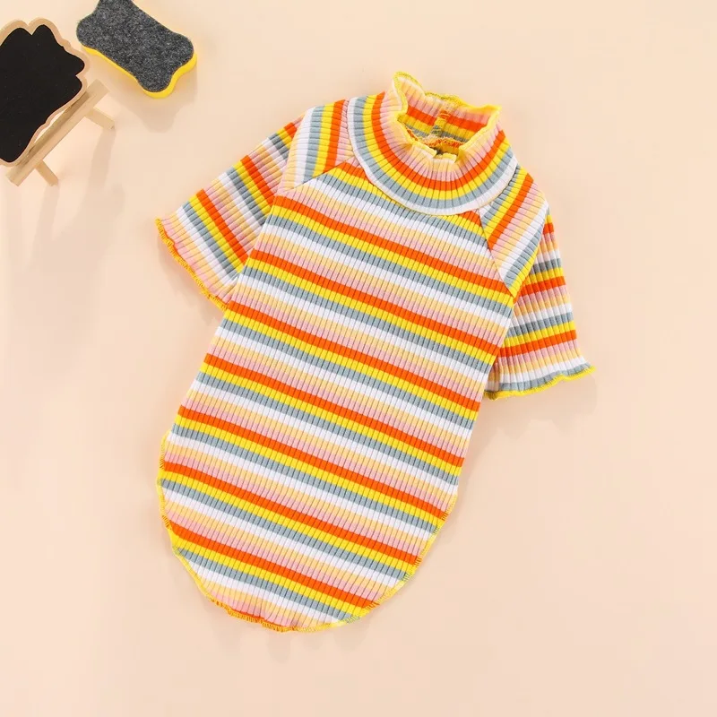 Sudadera con capucha a rayas de arcoíris para gatos, Camiseta de punto para cachorros, suéter para gatos Sphynx, ropa para mascotas para perros pequeños y medianos - imagen 3