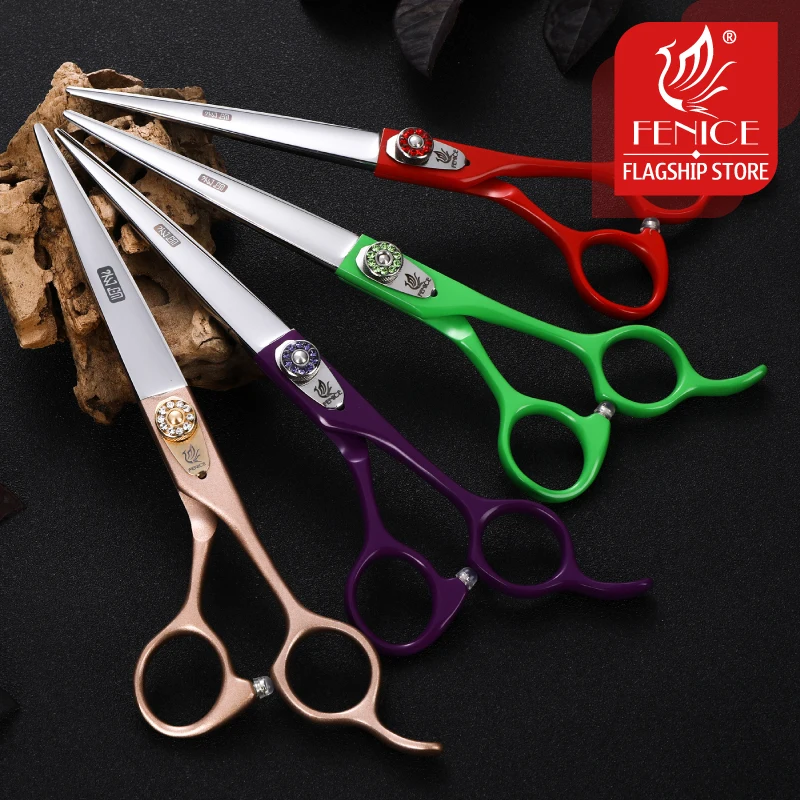 Fenice-tijeras profesionales de peluquería para perros, 7,0, 7,5, 8,0 pulgadas, tijeras rectas para cortar perros, tesoura - imagen 4