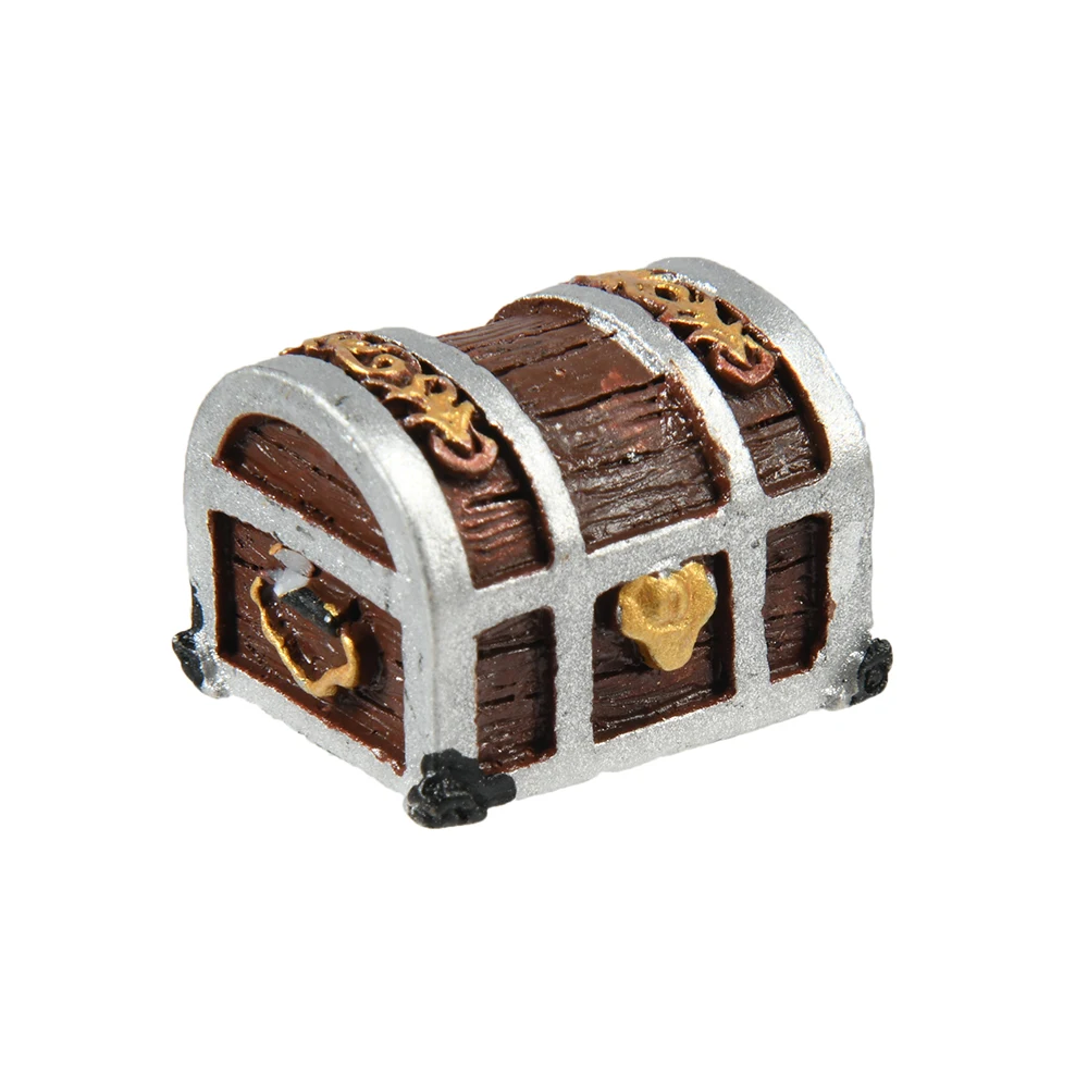 Caja de Cofre del Tesoro, decoración de acuario creativa antigua para pecera, paisaje, pirata, adornos de monedas de oro, decoración de resina - imagen 5