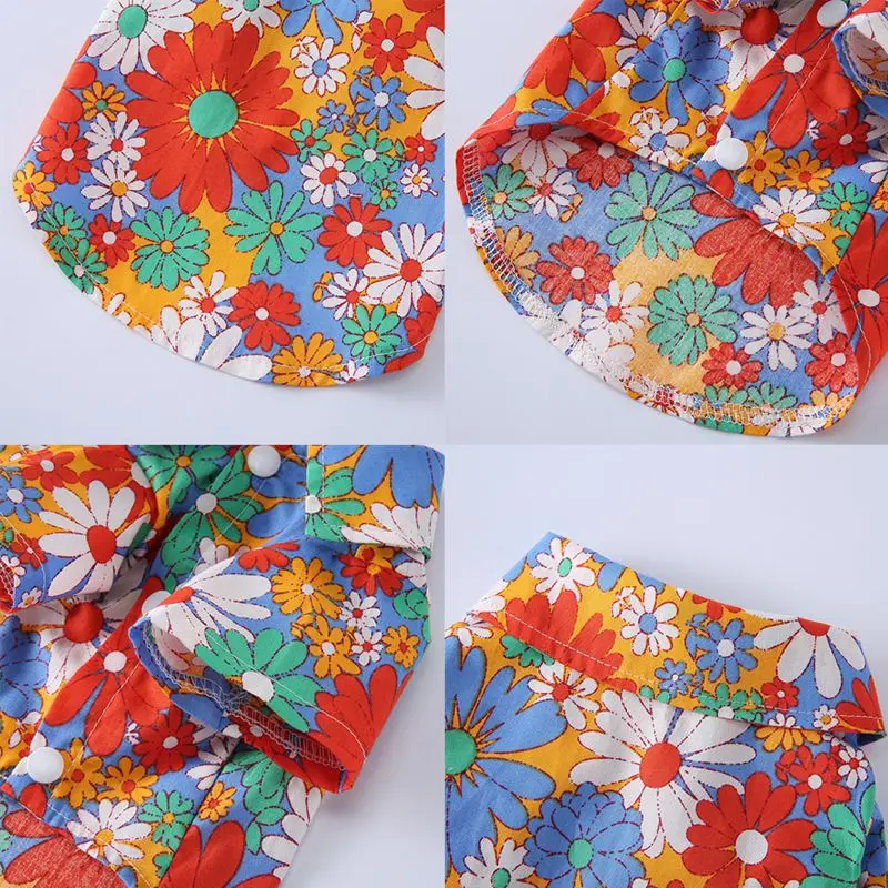 Camisas para perros, ropa de playa de verano, chaleco para Bulldog Francés, ropa para mascotas, camiseta Floral Hawaiana para perros pequeños, Chihuahua - imagen 3