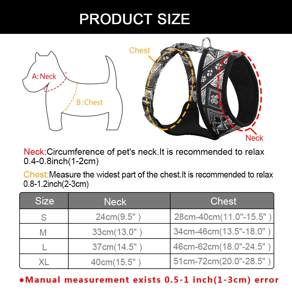 Tabla de tallas del arnés chaleco para perros