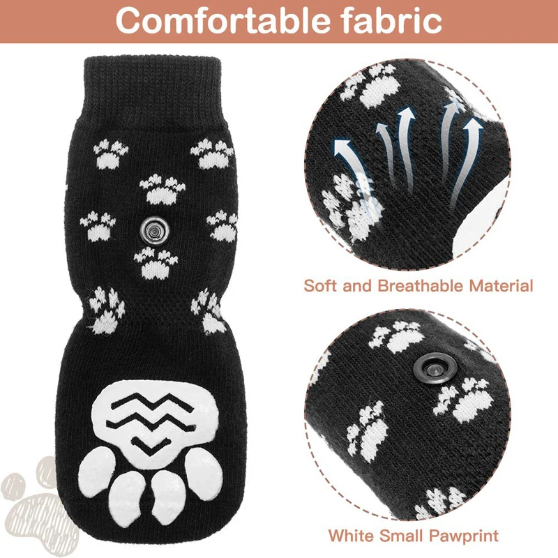 Benepaw Calcetines antideslizantes para perros correas ajustables zapatos cómodos y suaves antideslizantes para cachorros para suelos de madera dura de interior protectores de patas para mascotas - imagen 3
