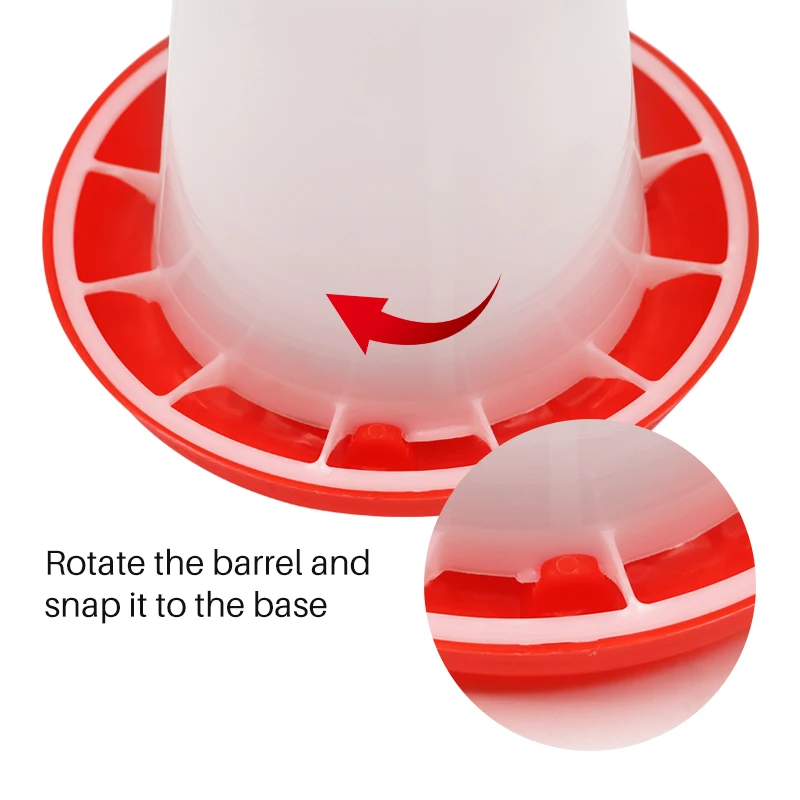 Barril alimentador de aves de corral, 2 piezas, 6Kg, fuente de tierra de pato, cubo alimentador de codorniz, suministros de herramientas de alimentación de aves de corral - imagen 3