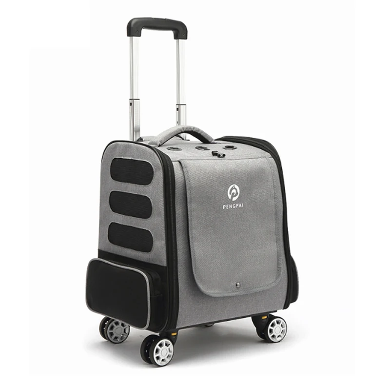 Mochila de transporte con ruedas para mascotas, bolso de viaje cómodo y transpirable, dos en uno, extraíble, para gato y perro - imagen 4