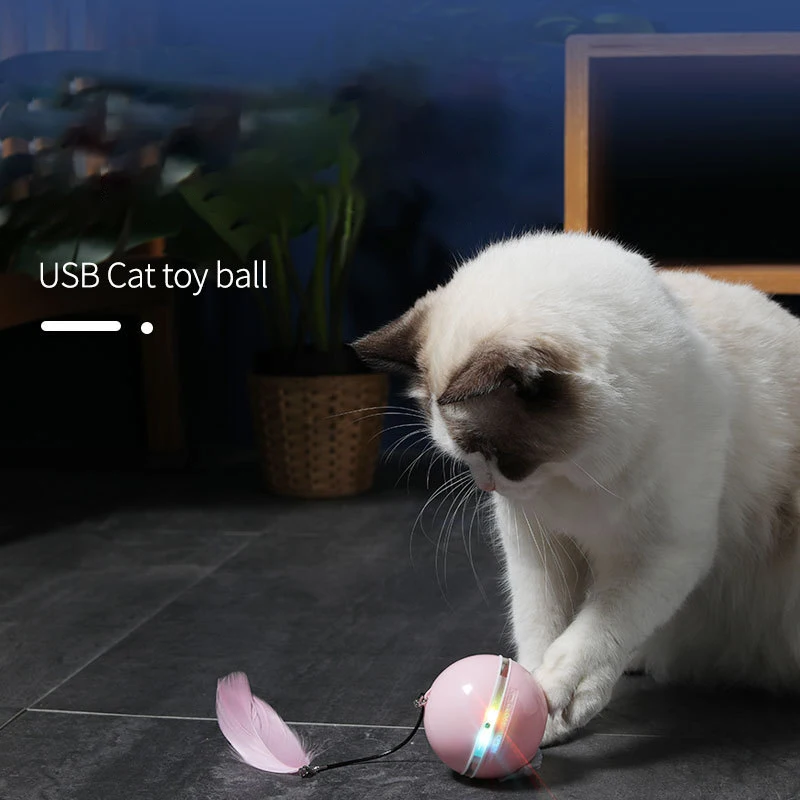 Nueva luz Led, juguete para gatos, pluma, bola inteligente interactiva electrónica, productos para mascotas, accesorios para gatos, juguetes, productos interesantes - imagen 3