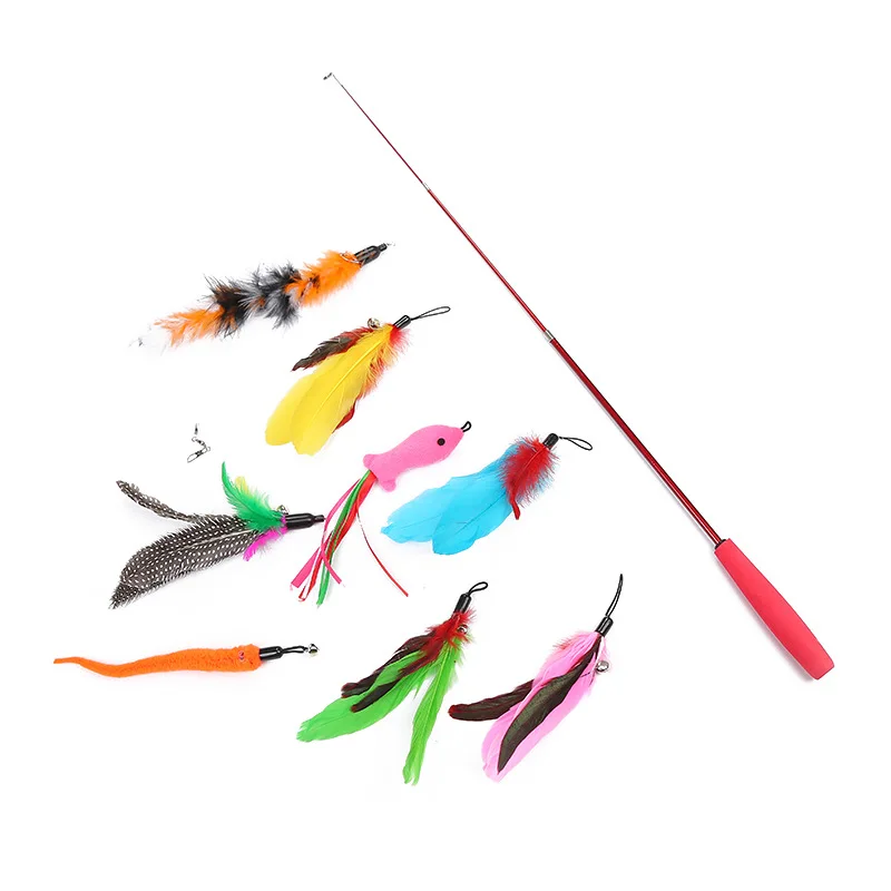 Juguete interactivo para gatos, palo retráctil divertido de tres secciones, 9 trajes para elegir, cada juego tiene múltiples cabezales de repuesto - imagen 5