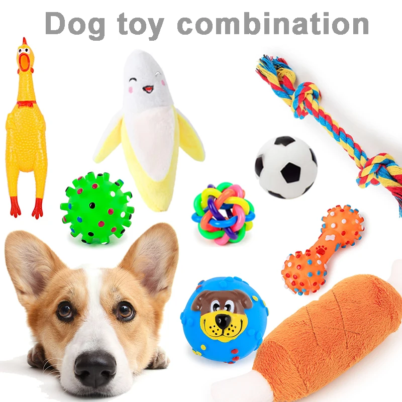Kit de juguetes de peluche para perros con varias piezas de diferentes formas y colores