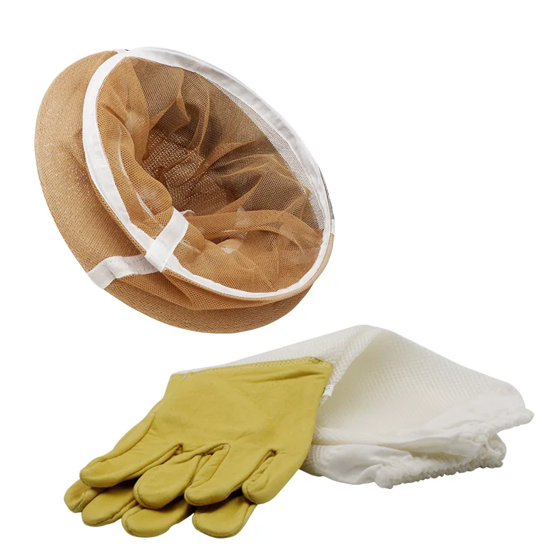 Kit de ropa protectora de apicultura, guantes de cuero y 1 piezas, antiabejas y picaduras, sombrero de vaquero, herramienta de apicultura transpirable, 1 par - imagen 4