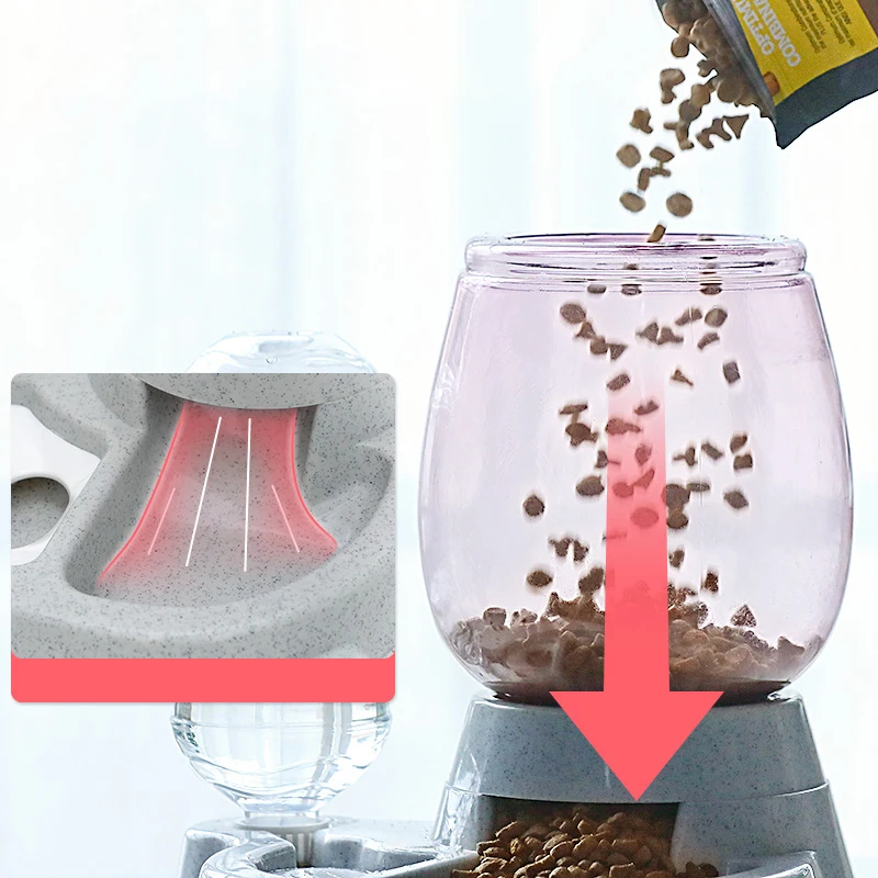 HOOPET-cuenco alimentador automático para gatos, 2,2 L, para comida de perros y gatos, con botella de agua, cuencos para gatitos, contenedor de alimentación lenta, suministros para mascotas - imagen 4