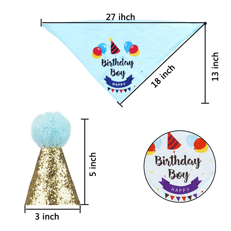 Conjunto de decoración para fiesta de cumpleaños de perro y gato, sombrero, bufanda triangular, pajarita, saludos, accesorios para mascotas, suministros para perros - imagen 3