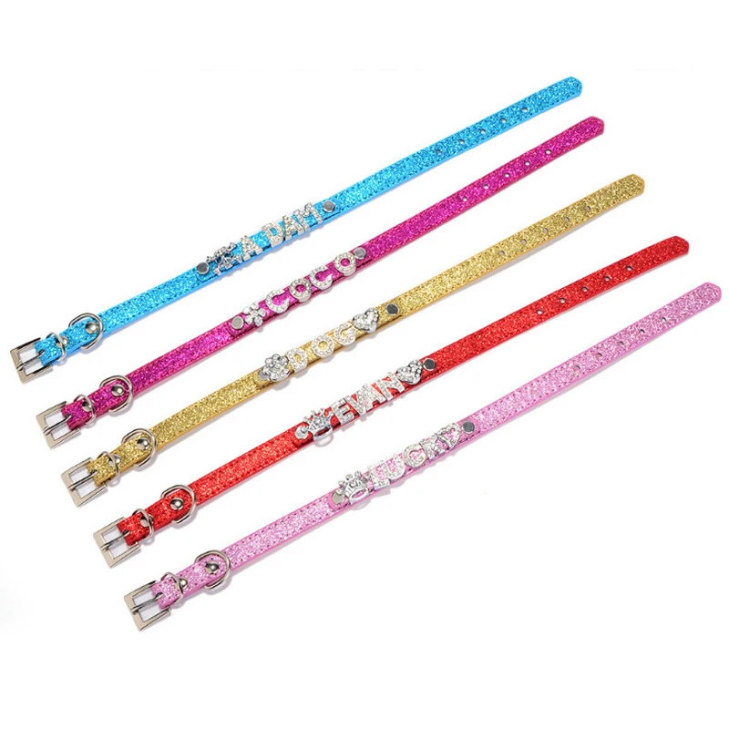 Collar personalizado para perro y gato, letras personalizadas con nombre, diamantes de imitación, collares pequeños ajustables para cachorros, dijes para Chihuahua Yorkshire - imagen 5