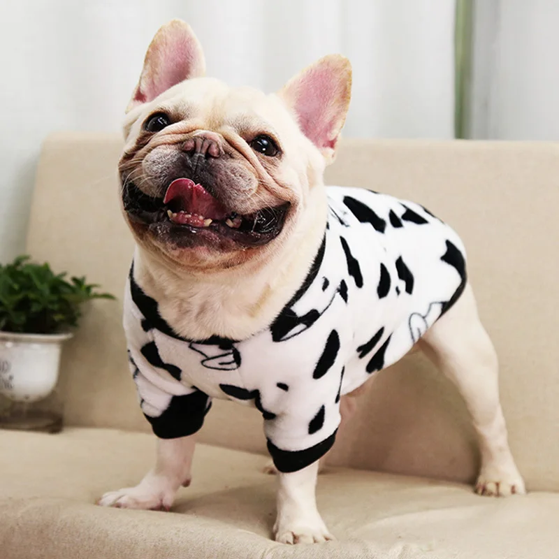 Ropa de invierno con estampado de leopardo para perros pequeños, sudaderas con capucha de franela cálida para Bulldog Francés, gatito, traje de fiesta, sudaderas para cachorros - imagen 3