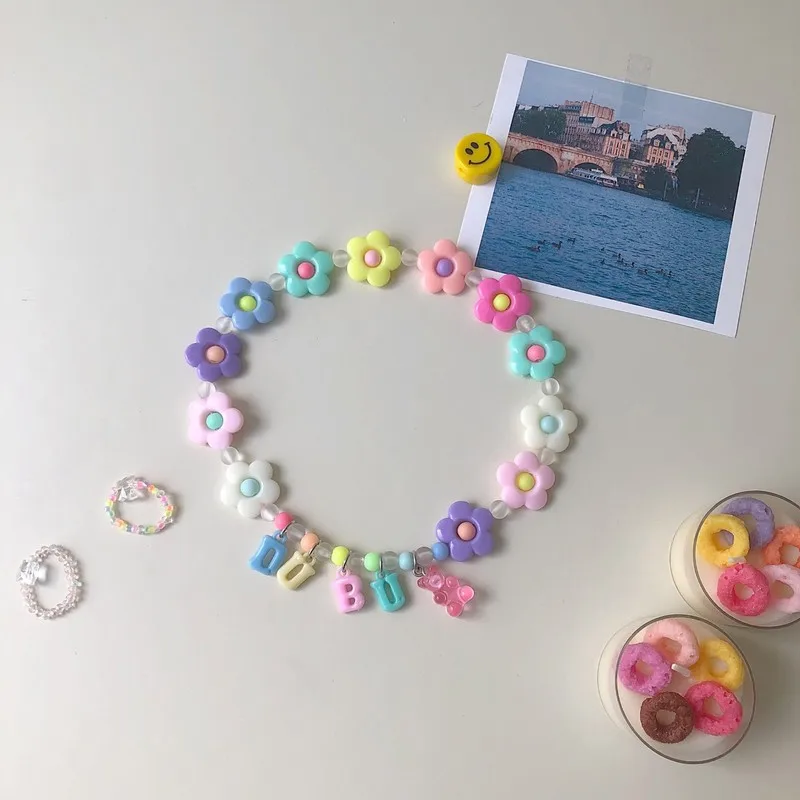 Collar de cuentas de flores de oso de color personalizado con nombre de gato y perro, accesorios para mascotas - imagen 4
