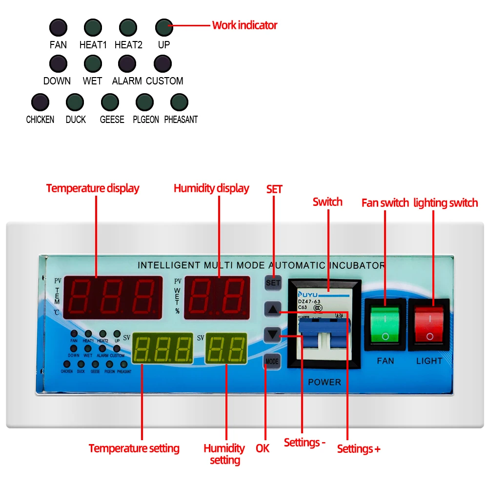 Termostato digital para incubadora: control temperatura y humedad - imagen 2