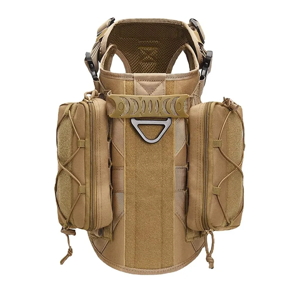 Arnés táctico para perros con bolsas, sistema Molle K9, Bolsas laterales con hebilla de metal, chaleco para tamaño pequeño, mediano y grande - imagen 3