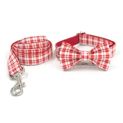 Collar con nombre y correa a juego para perros - Cuadros clásicos