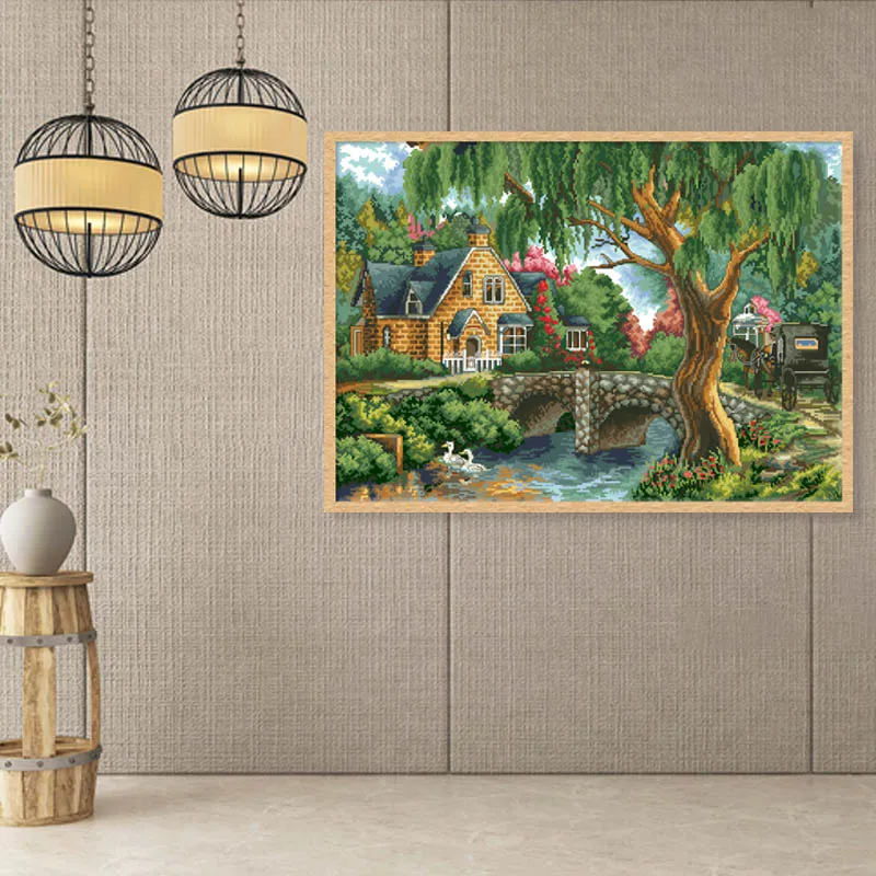 In The wood-Kits de patrones de punto de cruz estampados, conjuntos de bordado de tela impresa 11CT 14CT, costura artesanal, pintura para decoración del hogar - imagen 3