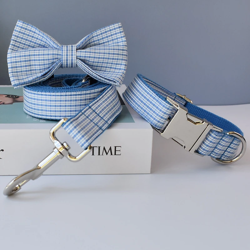 Correa de malla azul para perros pequeños, medianos y grandes, etiqueta de identificación de nombre grabada gratis, collares de Navidad para perros Chihuahua, rejilla 12