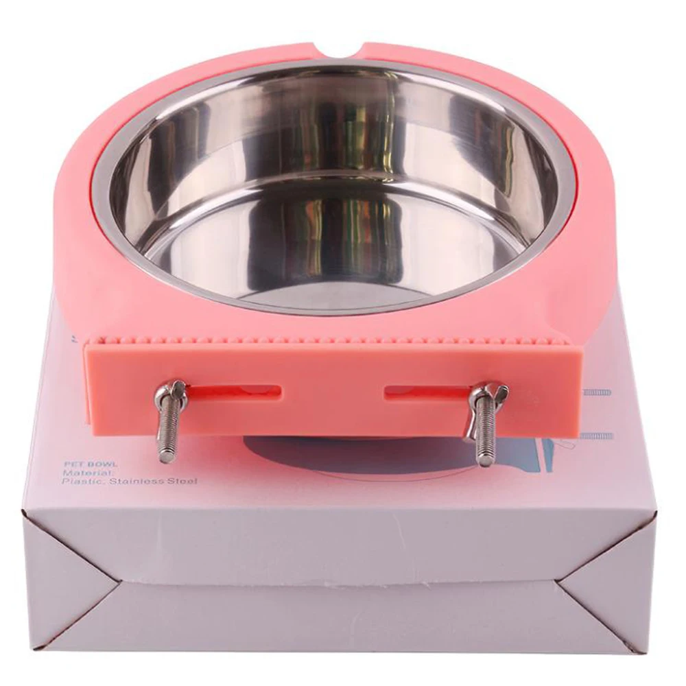 Jaula para mascotas de altura ajustable, cuencos de comida colgantes de acero inoxidable, alimentador fijo, cuenco para gatos, suministros de alimentación para cachorros, accesorios para mascotas - imagen 2