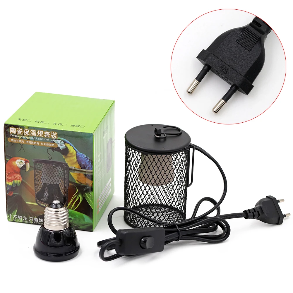 Lámpara calefactora E27 para mascotas, para tortuga, serpiente, lagarto, emisor de cerámica infrarrojo, luz de calor de 50W/75W/100W, lámpara para reptiles, enchufe europeo - imagen 2