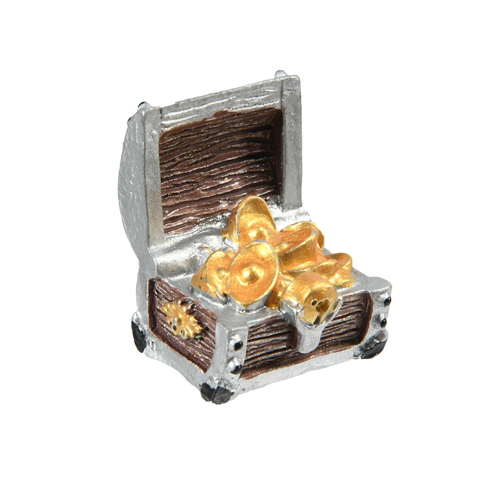 Caja de Cofre del Tesoro, decoración de acuario creativa antigua para pecera, paisaje, pirata, adornos de monedas de oro, decoración de resina - imagen 4