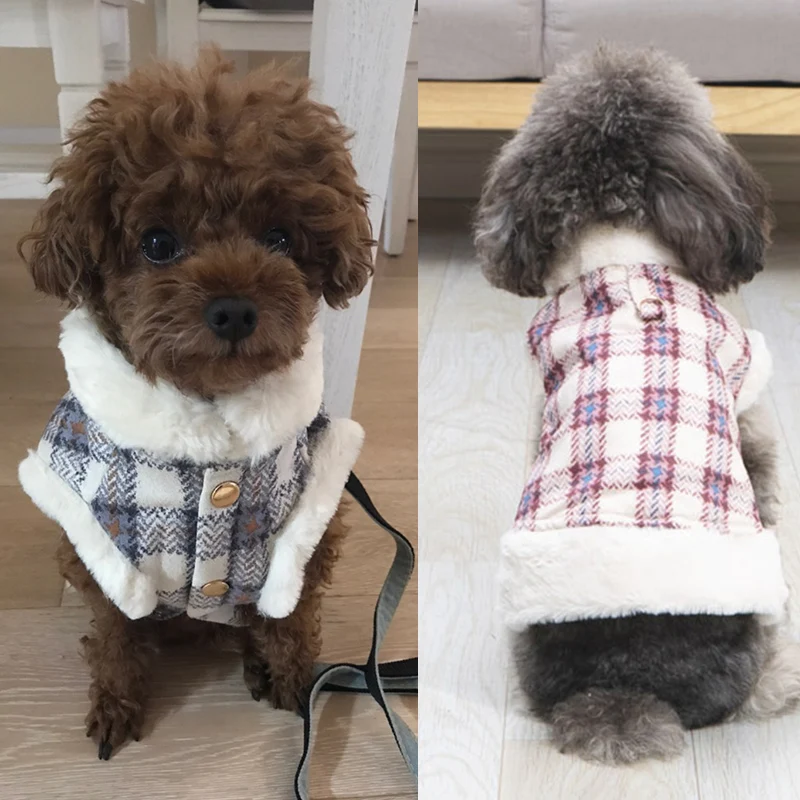 Ropa cálida de invierno para mascotas, chaqueta con estampado de rayas a cuadros para perros pequeños, Chihuahua, Yorkshire, gatito, cachorro, ropa para perros - imagen 5