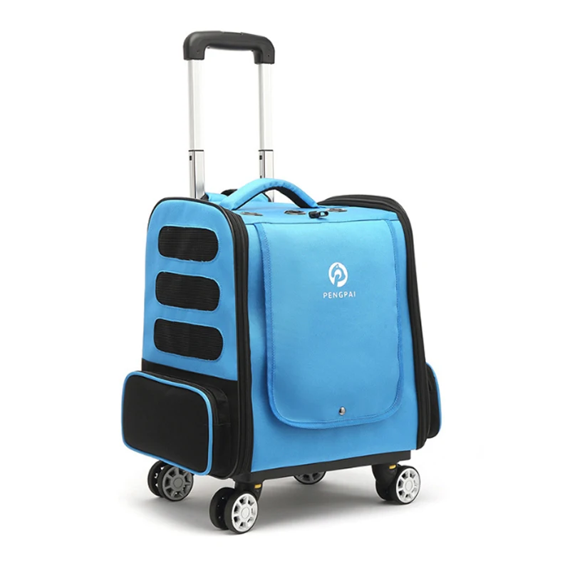 Mochila de transporte con ruedas para mascotas, bolso de viaje cómodo y transpirable, dos en uno, extraíble, para gato y perro - imagen 5