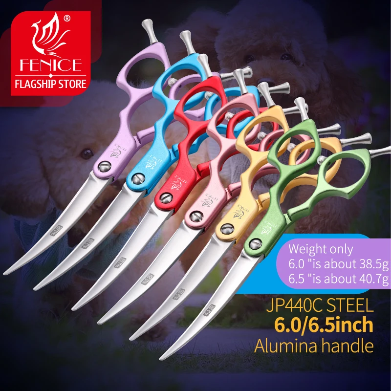 Fenice Professional JP440C y VG10 colorido 6,0 6,5 pulgadas tijeras de aseo curvadas tijeras para mascotas para perros gatos - imagen 2