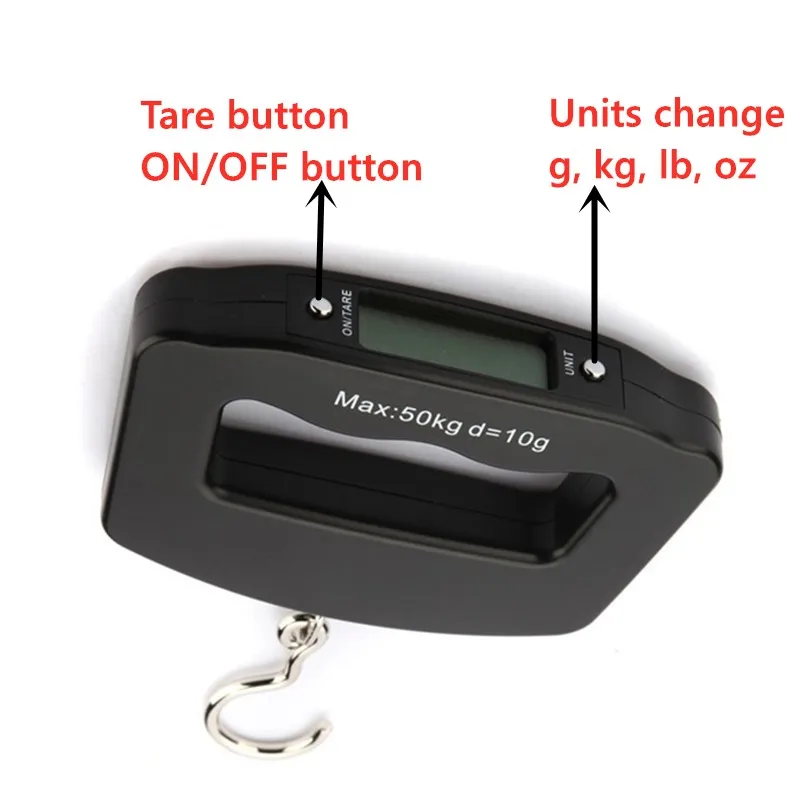 Báscula de anzuelo portátil, balanza electrónica Digital de 50Kg/10g, peso de equipaje, gancho de pesca, báscula colgante con retroiluminación - imagen 4