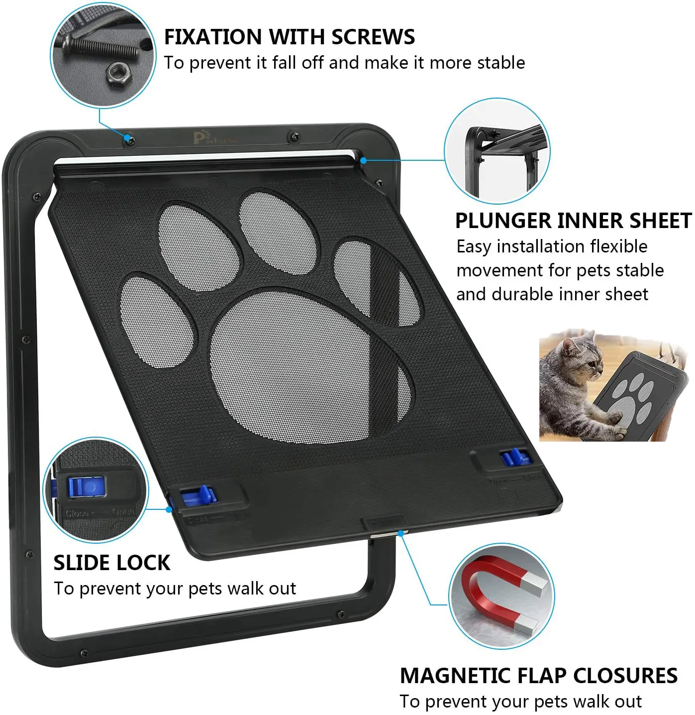 Puerta con solapa para gatos, puerta con cierre magnético de seguridad para mascotas - imagen 4