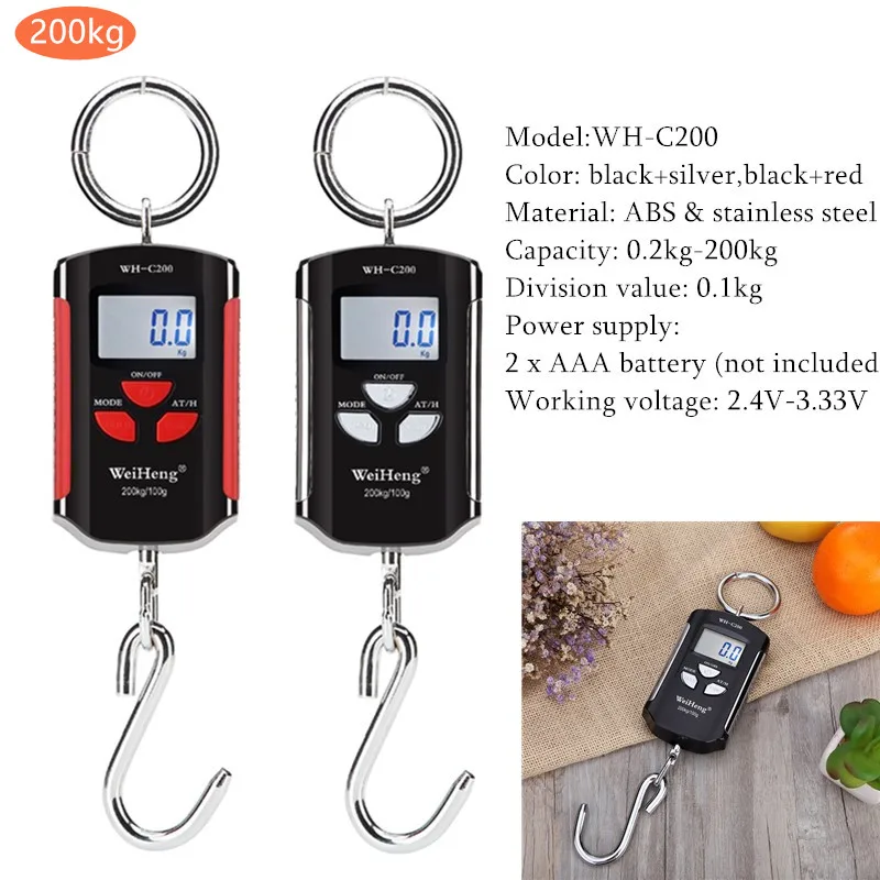 Crane Scale Digital Weight 300kg 150kg/50g 200kg/100g 500kg/100g Heavy Duty Hanging Hook Scales Portable Digital Stainless Steel - imagen 5