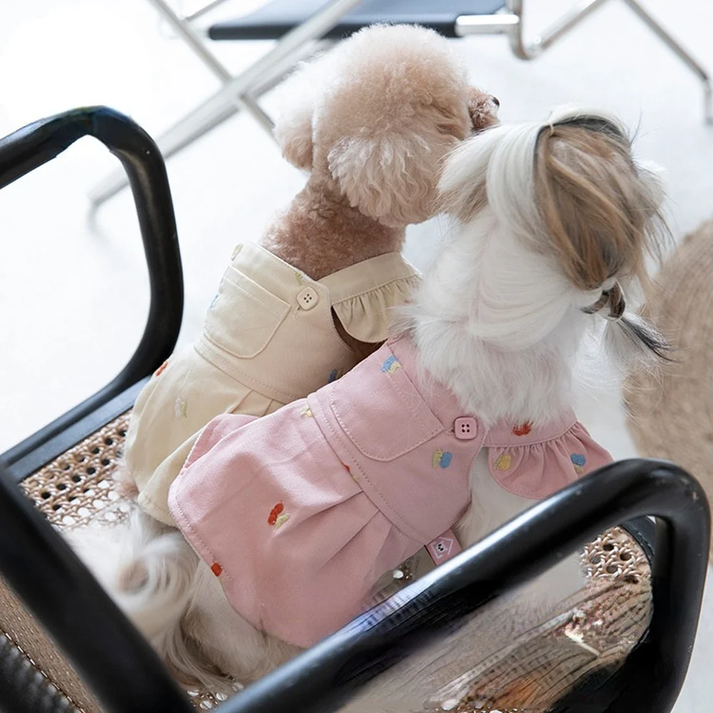 Falda bordada con correa de terciopelo para perro, ropa para mascotas, disfraz de gato y perro, chaqueta Bichón de peluche, vestidos para perros pequeños y lindos, ropa para perros