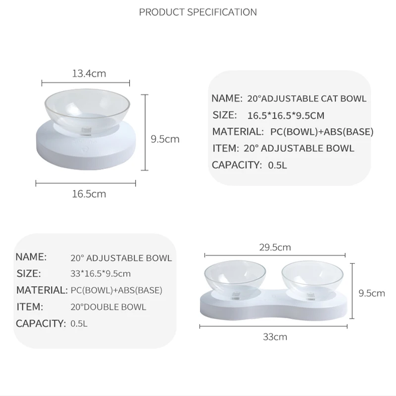 KIMPETS-cuenco antideslizante para gato, cuenco para proteger la columna Cervical, cuencos para beber para perros, alimentador de ángulo ajustable, productos cómodos para mascotas - imagen 2