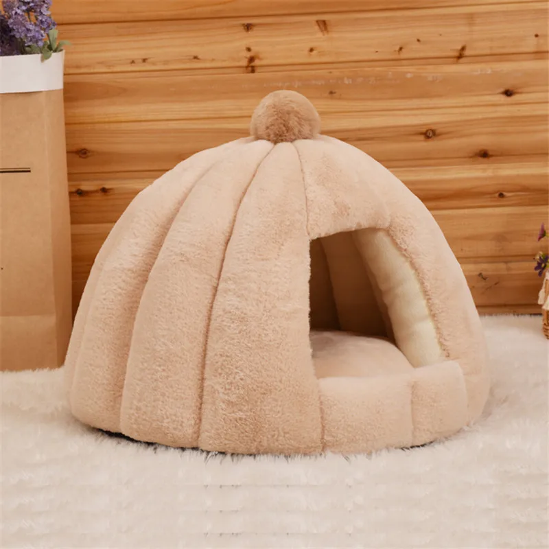 Casa de cama para perros y gatos, nido de perrera extraíble suave y cálida, cesta para mascotas, Tijas divertidas, casa de calabaza y fruta - imagen 2
