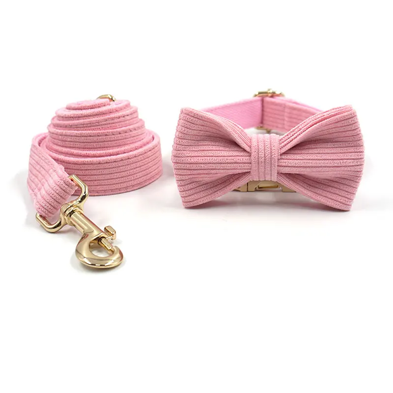 Conjunto de arnés y correa para mascota, Collar ajustable con pajarita para cachorro, color rosa peronalizado, diseño de lujo - imagen 4
